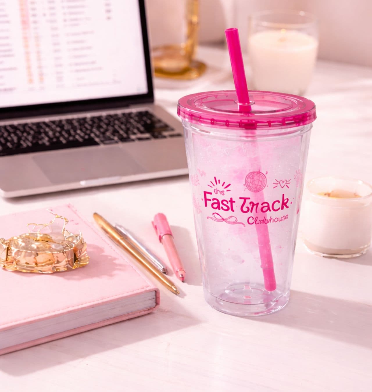 Fast Track Clubhouse Doodle Tumbler | 16oz Straw Cup